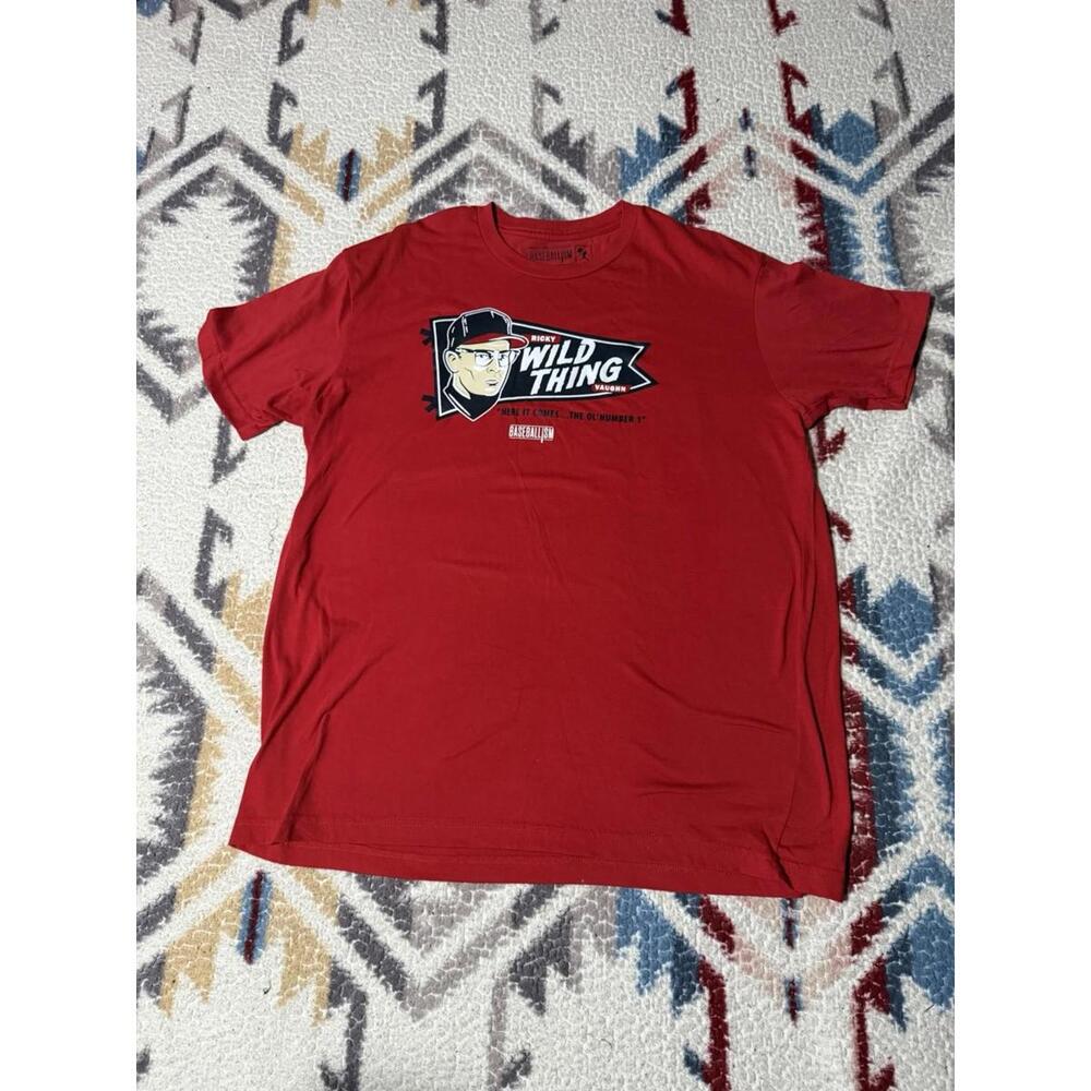 Baseballism Ricky Vaughn Wild Thing Graphic T-Shirt Red Men's XL